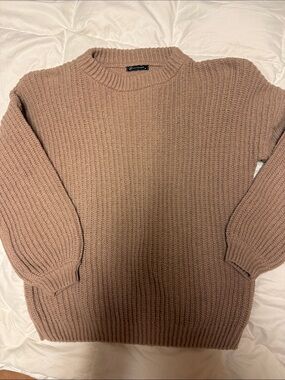 Men's Ribbed Crewneck Sweater in Taupe